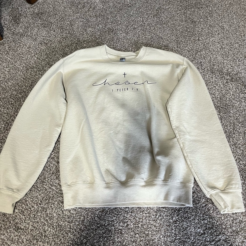 Cream Faith crewneck, size S